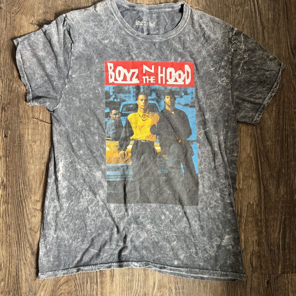 Boyz N The Hood T-Shirt Mens Size L Black Acid Wash Graphic Movie Tee Short Slv
